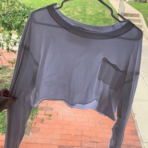 Free People Cropped White Long Sleeve